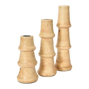 Storied Home Wooden Waves Taper Candle Holders, Set of 3 - 1 of 4