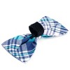 The Worthy Dog Navy/Pink/Turquoise Madras Plaid Adjustable Bow Tie Collar Accessory - 2 of 2