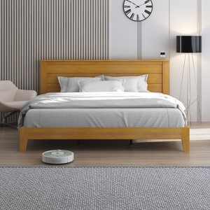 Galano King Tiena Lencia Bed with Headboard – Amber Walnut - 1 of 4