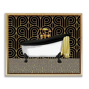 Stupell Industries Bathroom in Deco Style Black Framed Floater Canvas Wall Art - 1 of 4