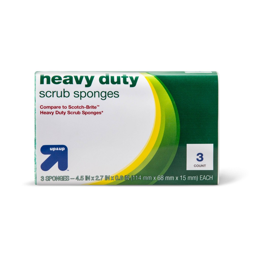 Heavy Duty Scrubbing Sponges 3ct - Up&Up (Compare to Scotch-Brite Heavy Duty Scrub Sponges), White
