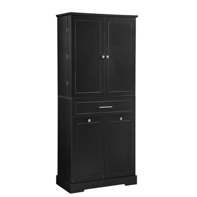 Ridstar 72.6 in. H Black Bathroom Storage Cabinet with Tilt-Out Laundry Hamper & Adjustable Shelf