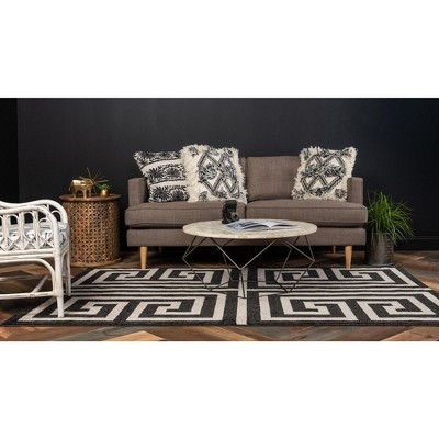 Elegant Athens Black Synthetic 5'3" x 8' Rectangular Rug