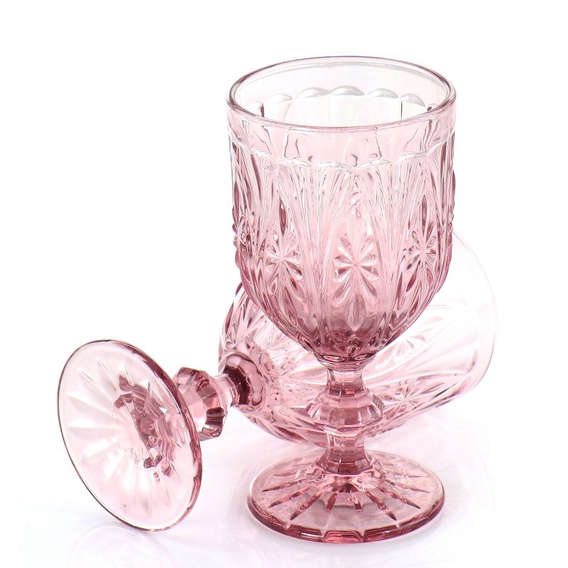 Spice By Tia Mowry 6 Piece 10.8 Ounce Handmade Glass Embossed Goblet in Pink, 3 of 9
