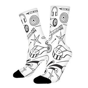 Variety Of Instruments Women Printed Crew Socks Funny Funky Socks Soft Polyester Novelty Gifts for Artists Men - 1 of 1