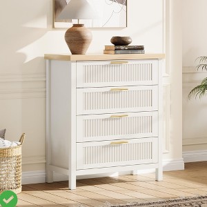 Fluted 4/7 Drawers Dresser for Bedroom 35.4" Tall Chest of Dressers for Closet 4 Fluted Drawers with Metal Handle - 1 of 4