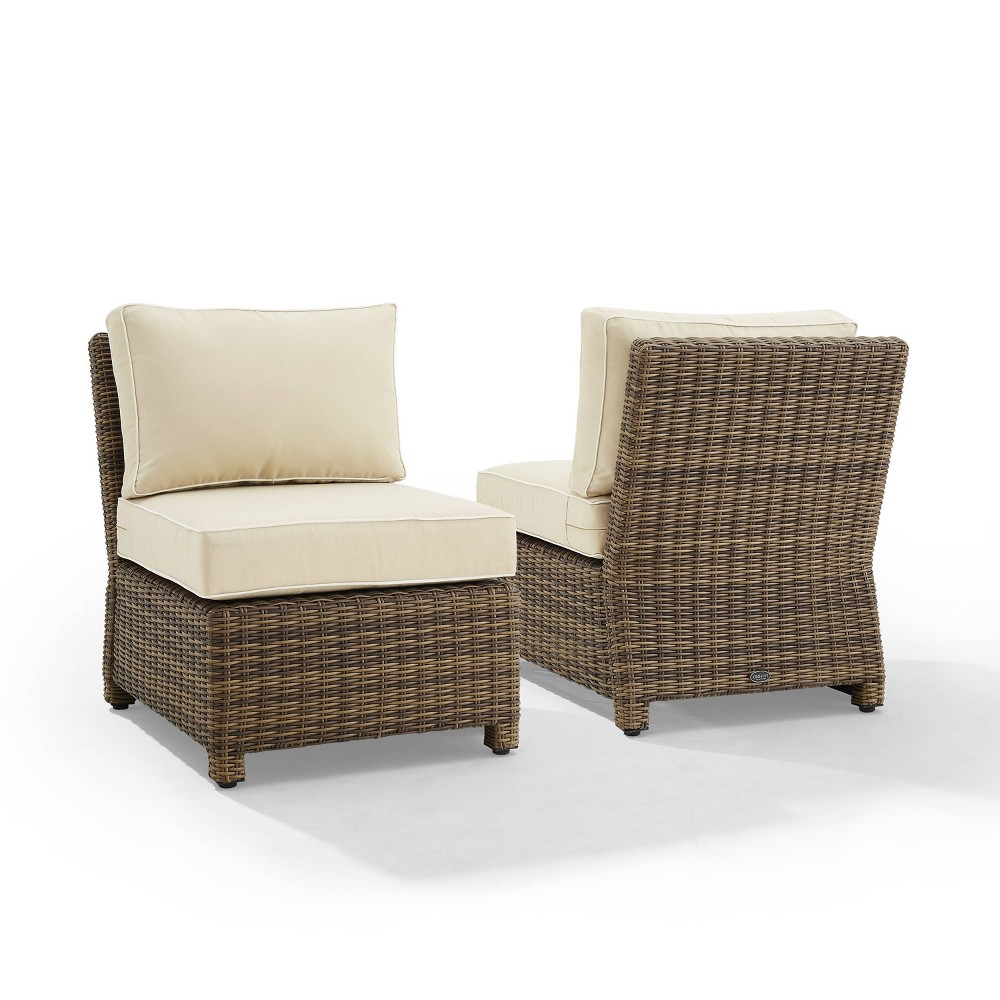 Photos - Garden Furniture Crosley Bradenton 2pk Outdoor Wicker Chairs - Weathered Brown/Sand  