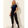 INSPIRE CHIC Women's Velvet Crew Neck Short Sleeve Casual Blouse - 3 of 4