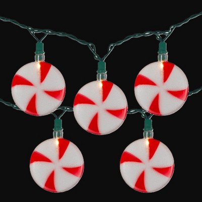 96" Red and White Peppermint Shaped Outdoor Incandescent String Lights