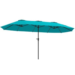 Aghana Digitals 13ft Double-Sided Patio Umbrella with Crank Lift, UPF30+ Polyester Fabric, Vents & - 1 of 4