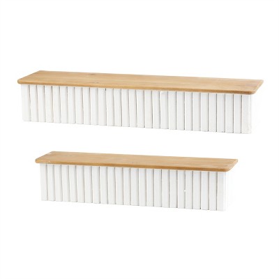 Ribbed Wood Wall Shelf (Set of 2)