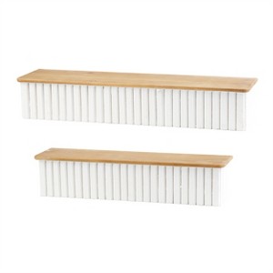 Ribbed Wood Wall Shelf (Set of 2) - 1 of 1