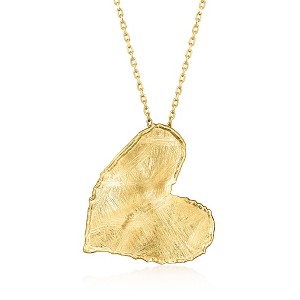 Ross-Simons Italian 18kt Gold Over Sterling Brushed and Polished Heart Necklace Size 18 - 1 of 4