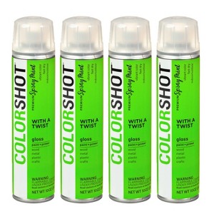 Colorshot Spray Paint Gloss with a Twist 10oz 4pk Value Set Lime: Exterior Acrylic Paint & Primer, Fast Dry, 10000 Sq Ft Coverage - 1 of 4