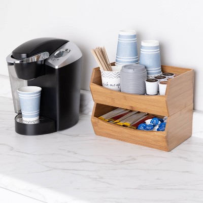 Eco-Friendly Bamboo Stackable Bin Organizer Set, 12" x 8" x 5"