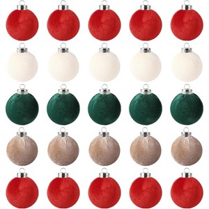 25 Pack Christmas Tree Decorations,2.36 Inch (6 cm) Velvet Ball Ornaments Shatterproof Plastic Decorations for Xmas Tree Home Holiday Party Christmas - 1 of 4