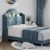 Whizmax Upholstered Twin Bed Frame with Led Lights, Velvet Platform Bed Frame with Wing Back Storage Headboard,Wood Slats Support,No Box Spring Needed - 4 of 4