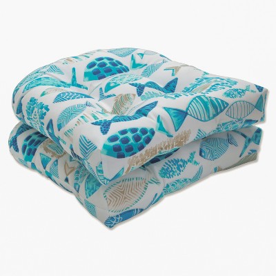 19"x19" Hooked Nautical 2pc Outdoor Seat Cushion Set - Pillow Perfect