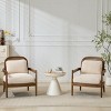 Set of 2 Mid Century Accent Chairs with Solid Wood Frame,Rattan Back Accent Chair with Cushion,Modern Accent Chair for Living Room-Koiai - 3 of 4