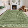 Washable Area Rug for Living Room, Green Geometric Bordered Bedroom Rugs, Ultra Thin Soft Non Slip Large Under Table Carpet - 2 of 4