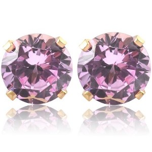 Pompeii3 1Ct TW Amethyst Studs in 10k White or Yellow Gold - 1 of 4