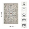 Itopfox Floral Boho Vintage Area Rug - Washable, Soft & Non-Slip, Low Pile Wool Carpet for Bedroom, Living Room, Dining Room, Girls Room (Grey) - 2 of 4