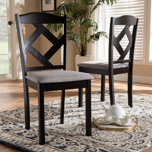 Set of 2 Ruth Espresso Finished Dining Chair Gray/ Brown - Baxton Studio - 1 of 4
