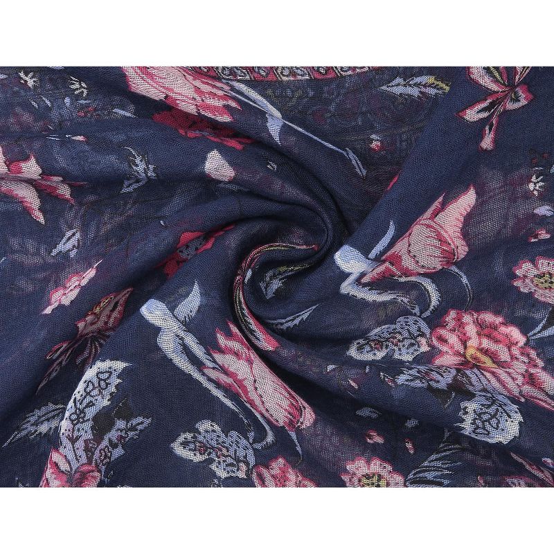 Allegra K Large Balinese Yarn Floral Print Scarves Beach Shawl Vintage Style Swimwear Wraps for Women, 3 of 7