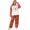 Agnes Orinda Women's Plus Size 2 Piece Soft Sleepwear Christmas Crew Neck Long Sleeve Top and Capri Pants Cute Lounge Pajamas Set - 3 of 4