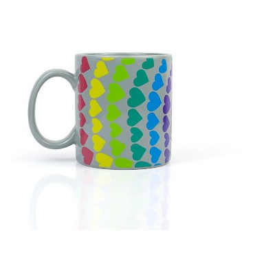 Toynk We Are In This Together Rainbow Window Hearts Ceramic Coffee Mug | 16 Ounces