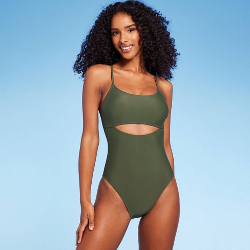 Women's Full Coverage Tummy Control High Neck Halter One Piece Swimsuit -  Kona Sol™ Teal Green : Target