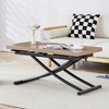 43" Multifunctional Lift Table with Wood Grain Top and Metal Legs for Coffee, Dining, Office, and Dressing Use - 3 of 4