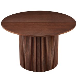 NicBex Natural Round Fluted Side Wooden Coffee Table,Mid-Century Circle Dining Table,Center Table for Living Room - 1 of 4