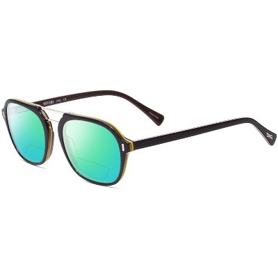 Scott&Zelda SZ7442 Unisex Polarize Bi-Focal Sunglass Navy Blue Silver Brown 52mm Blue Mirror +1.00