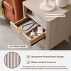 18" Modern Fluted Nightstand with Charging Station, Side Table with Faux Marble Top for Bedroom, Living Room - 3 of 4