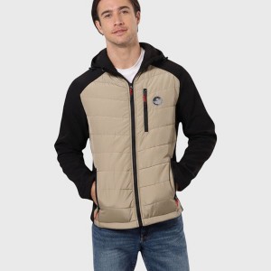 Canada Weather Gear Men’s Hybrid Softshell Puffer Jacket – Water-Resistant Insulated Hooded Winter Coat with Stretch Sleeves - 1 of 3