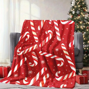 Lomsoe Candy Cane Christmas Blanket - Soft, Warm Flannel Throw for Naps, Camping & Travel | Perfect Holiday Gift for Friends, Family. - 1 of 4