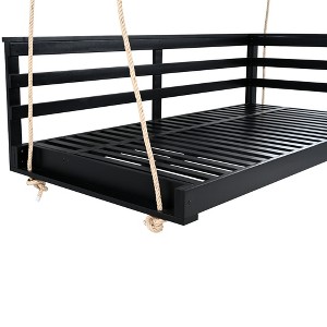 Gulches Patio Swings: Twin Size Country Daybed with 96-Inch Ropes, Brown/Black/White Finish - 1 of 4