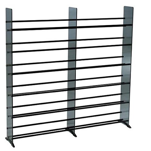 Transdeco Silkscreen Printed Black Glass Cd/dvd Rack, 12 Shelves In ...