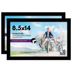 Americanflat 8.5x14 Picture Frame in Black - Composite Wood with Shatter Resistant Glass with Included Hanging Hardware (2 Pack) - 1 of 4