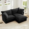 Slipcovered Sectional Sofa, 2 Seater Sofa with Removable Cover, Sofa with Convertible Ottoman, Chenille Fabric Sectional Sofas-Cuddlewood - 3 of 4