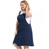 Agnes Orinda Women's Plus Size Overall Frayed Adjustable Strap Denim Suspender Shift Dresses - 4 of 4