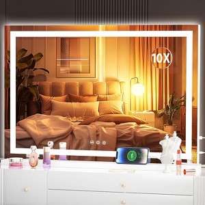 Vanity Mirror with Lights, LED Makeup Mirror with Dimmable 3 Color Modes, Touch Screen Control, Square White Design - 1 of 4