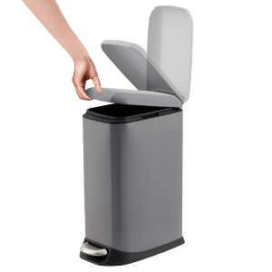 12 Liter 3.2 Gallon Black Stainless Steel Bathroom Trash Can, Soft Close Lid, Step On Pedal, Compact & Durable - 1 of 4