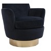PAGED Modern Swivel Accent Chair, Velvet Fabric Ergonomic Arm Chair with Iron Base, Wood Reading Chair for Living Room, Bedroom - 2 of 4