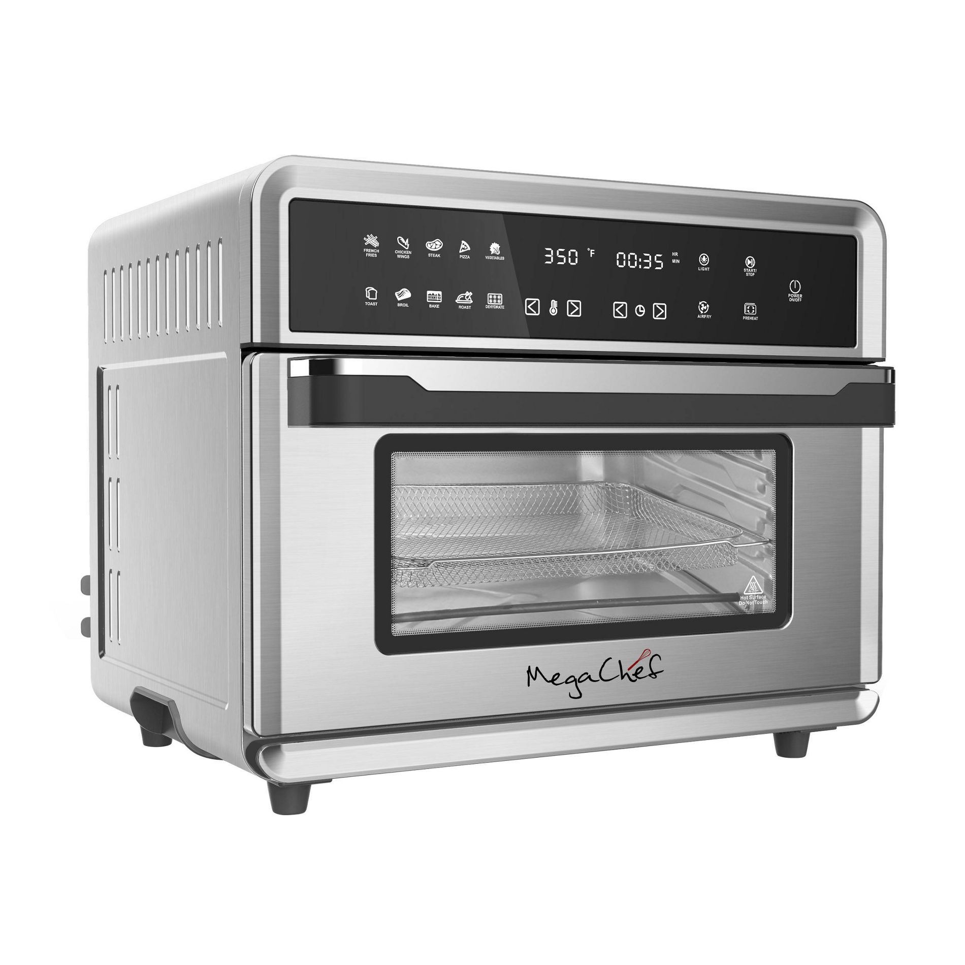 MegaChef 10-in-1 Multi-function Counter Top Oven - Silver: Stainless Steel, Convection Bake, Air Fry, Timer, Portable