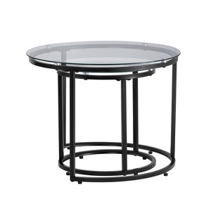 VEVOR Nesting Coffee Table Set of 2, 23.6 in Round Coffee Table, Glass Nesting Tables for Small Place, Transparent - 1 of 4