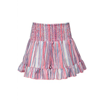 Girl Glitter Stripe Shorts with Smocked Waist - Hannah Banana
