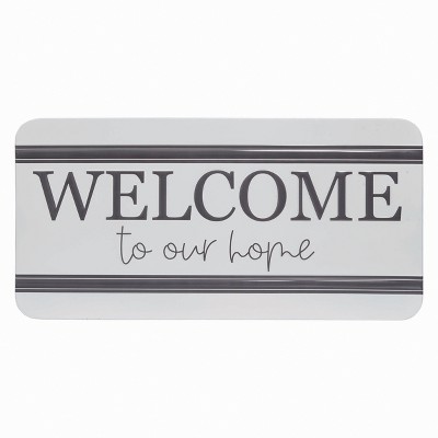 Transpac Metal 35" White Spring Welcome Embossed Wall Sign Accent