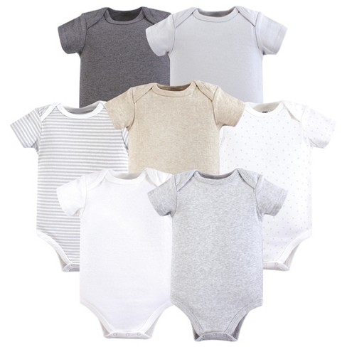 Hudson Baby Cotton Bodysuits 7pk, Neutral Basic, 0-3 Months : Target